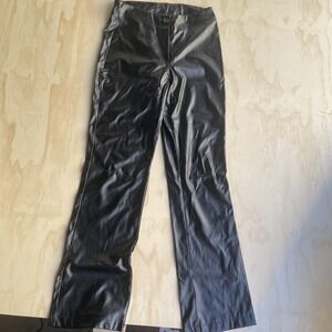 I Heart U Dress Pants Womens 29 Black Faux Leather Straight Leg High Rise PU